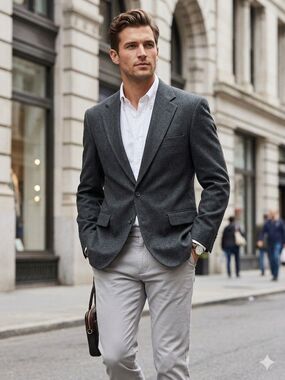 Samuelsohn Men 42R Blazer Heathered Wool Italian Fabric Dark Forest Green Canada